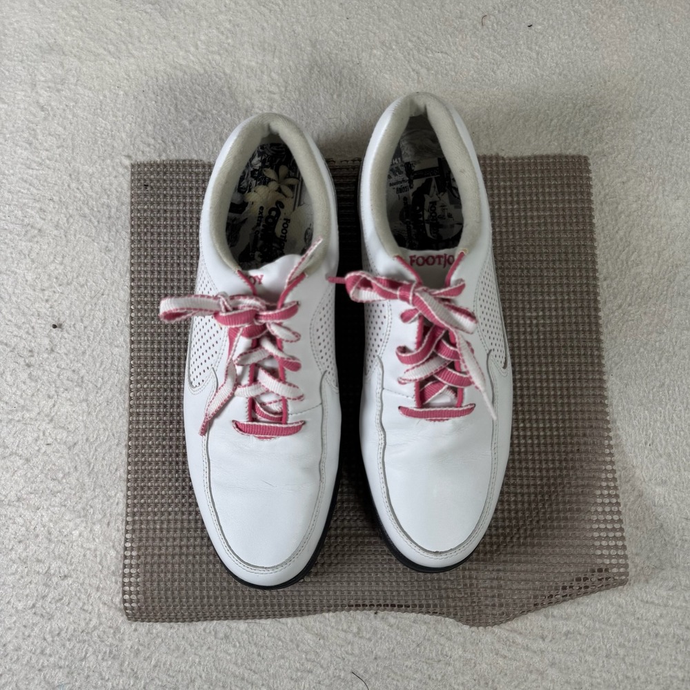 FootJoy eComfort Golf Shoes Womens 7.5 M White Pink Polka Dot 98629 Good
